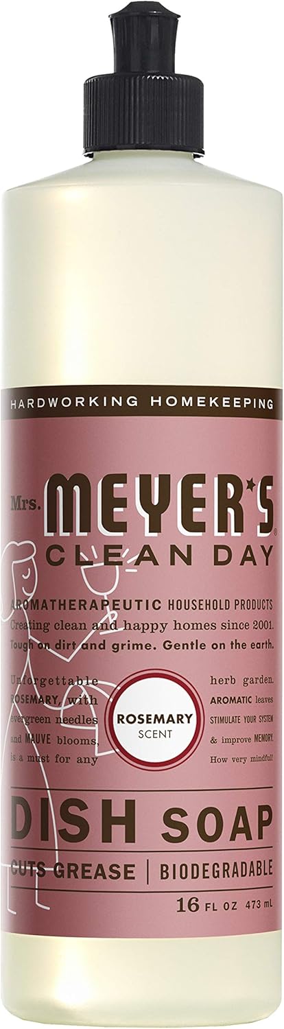 Mrs. Meyer's Clean Day Liquid Dish Soap, 16 Ounce Rosemary Scent (Pack of 2)