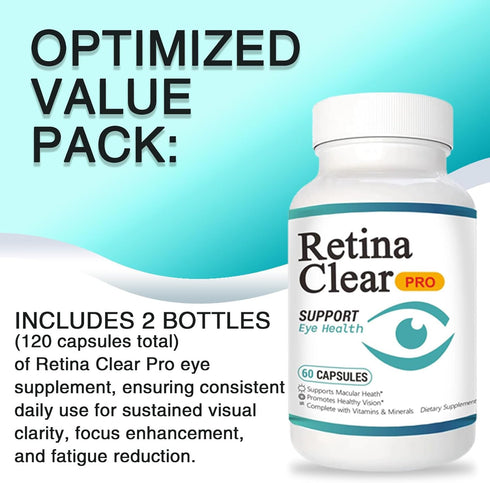 Vunexo Bilberry Focus2PCS Retina Clear Pro Eye Health Support Supplement, with Minerals and Vitamins, Lutein