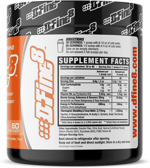 Thermogenic Pre-Workout Energy Powder & Shredding Supplement, Sugar Free, Boost Energy Mood & Focus