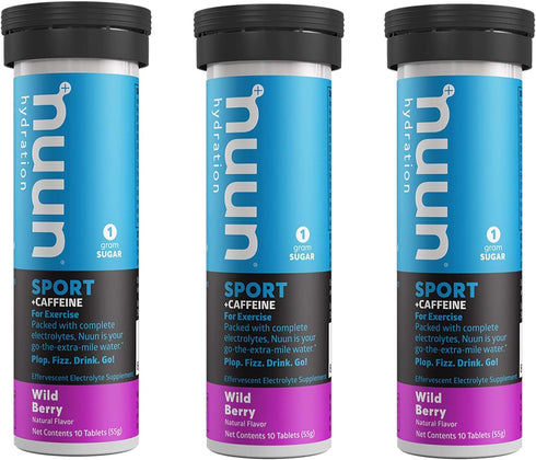 Nuun Energy Wild Berry Electrolyte + Caffeine Drink Tablets (3 Tubes of 10 Tabs)