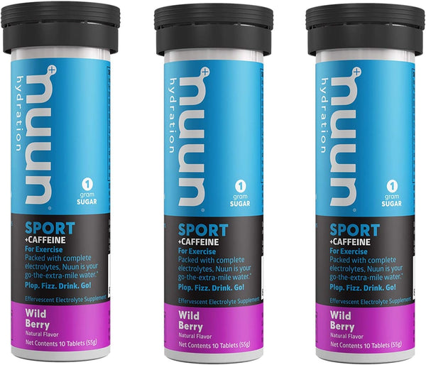 Nuun Energy Wild Berry Electrolyte + Caffeine Drink Tablets (3 Tubes of 10 Tabs)