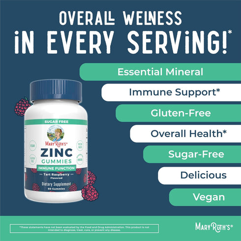 Zinc Gummies by MaryRuth's - Immune Support Supplement for Overall Health, Vegan, 30 Servings