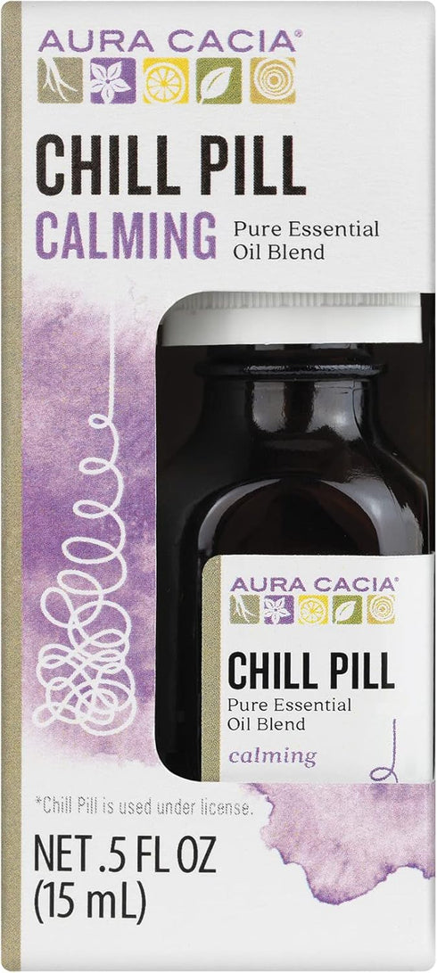Aura Cacia Chill Pill Essential Oil - 0.5 Ounce with Lavender, Peppermint, Sweet Orange, and More