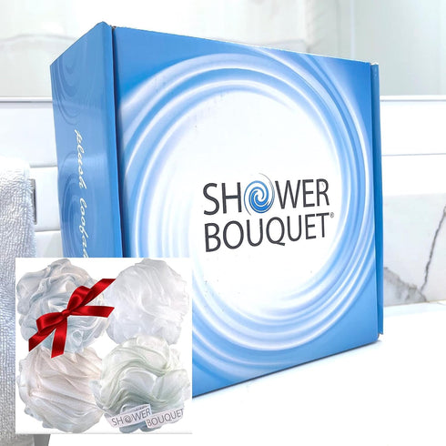 SHOWER BOUQUET XL Soft-Pastel-Colors Loofah-Bath-Sponge 4-Pack, Extra-Large 75g Mesh Luffa Set for Exfoliating