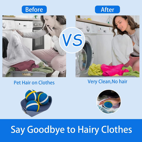 2 in 1 Pet Hair Remover for Laundry, Reusable Washing Machine Pet Hair Catcher with Leather Tray Storage Box, 3 PCS