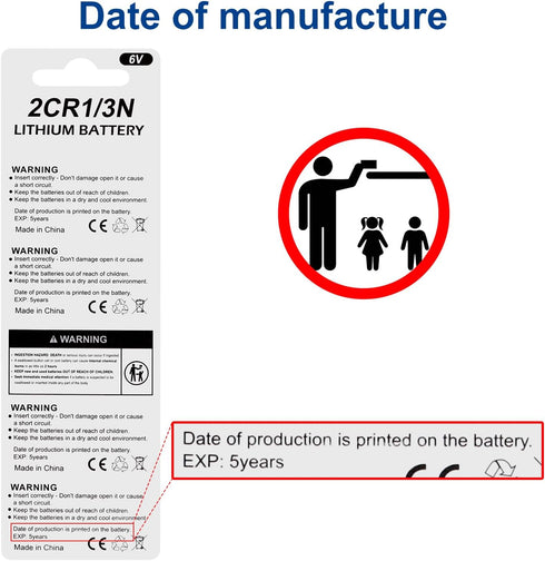 Lfeeuiaty 2CR1/3N 6V 170mAh Perimeter(10 Pack) Battery for Dog Collars, Pet Stop, Dog Guard