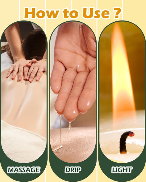 VIPwax 2.35 OZ Soybean Wax Warming Massage Oil Candle for Stress Relief and Skin Moisturizing, Couples Massage