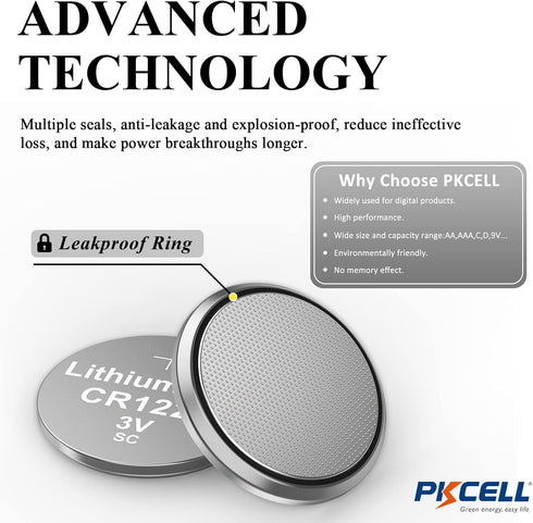 PKCELL 50-Pack CR1225 3V Lithium Batteries for Thermometer
