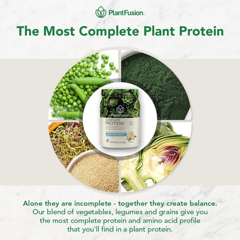 PlantFusion Complete Vegan Protein Powder - Vanilla Bean 2 lb - Plant Based with BCAAs and Digestive Enzymes