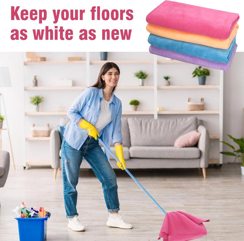 4 Pcs Multicolor Extra Large Microfiber Cleaning Cloth, 30 x 20 Inch, Reusable Thick Towel for Home Office