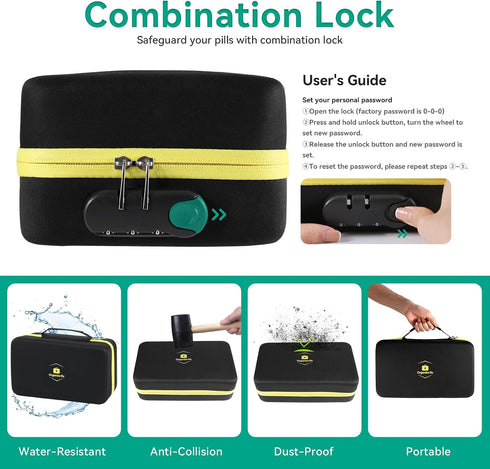 Organize Rx 3 Lockable Monthly Pill Organizer Times a Day, One Month Pill Box with Child Lock, Weekly Travel Bag