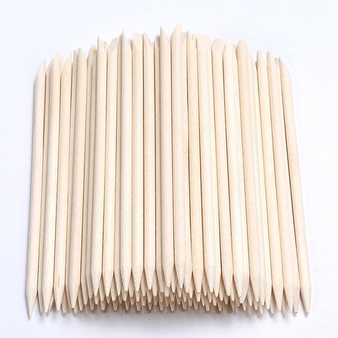HOOMBOOM 100Pcs Double Sided Cuticle Pusher Remover Nail Art Tool, Orange Wood Sticks for Nails, Manicure Pedicure