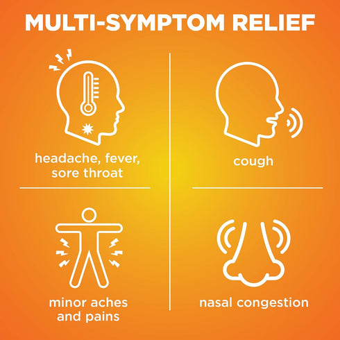 Amazon Basic Care Daytime Cold and Flu Relief Liquid Caps, Non-Drowsy Cold Medicine, Pain, Fever, Cough Relief, 48 Count