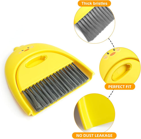 LUOKER Set,1pc Set,SUP Set,Small Small Broom and Dustpan Dust Pan and Brush Cute Little Yellow Duck Hand Mini Broom