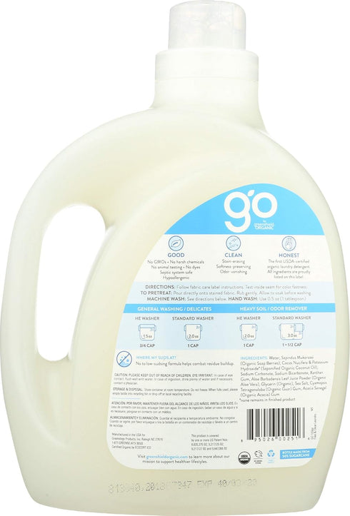 GreenShield Organic USDA Certified Organic Laundry Detergent, Free and Clear, 100 Ounce