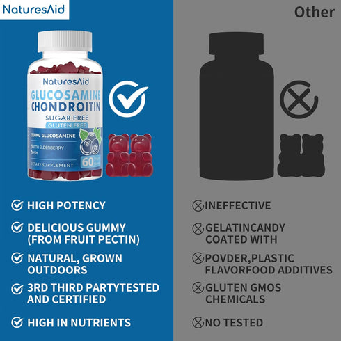 Glucosamine Chondroitin Gummies - Extra Strength with MSM & Elderberry for Joint Support, 2 Pack for Adults