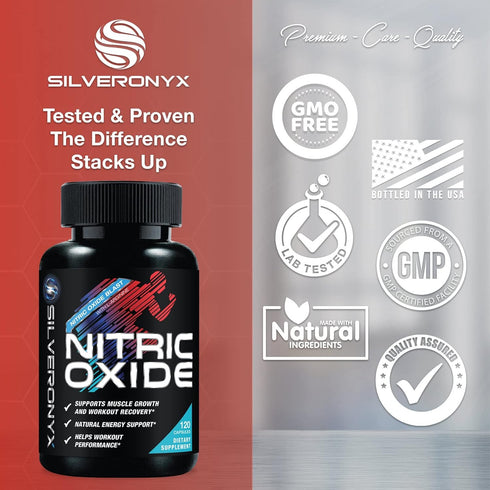 Extra Strength Nitric Oxide Supplement 3X L Arginine, Citrulline Malate, AAKG, Beta Alanine - 120 Capsules