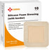 Carbou Silicone Foam Dressing with Gentle Border, 4"x4" Adhesive Waterproof Bandage for Pressure Sore, 10 Pack