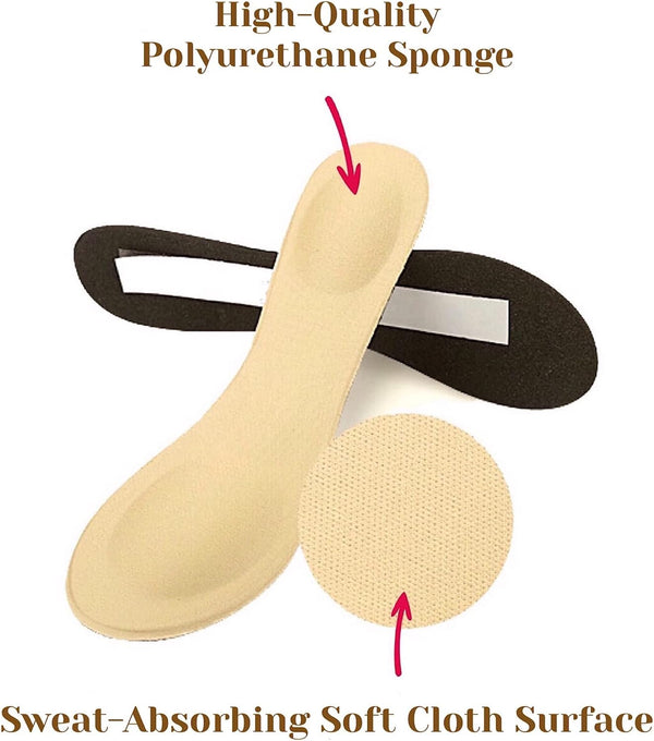 CB 4-Pairs Cloth Surface Sponge Inserts, Invisible Slim Lightweight Insoles Liners for Women's Shoes 5-7, Style A, Black