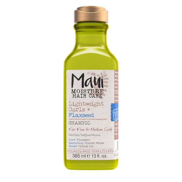 Maui Moisture Lightweight Curls + Flaxseed Shampoo, Paraben Free, Silicone Free, 13 Fl Oz, Green