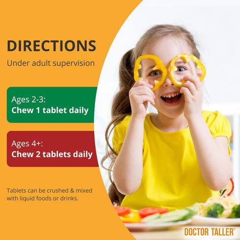 NuBest Doctor Taller Kids - 60 Vegan Chewable Tablets for Kids Multivitamins, Support Healthy Immunity & Bone Strength