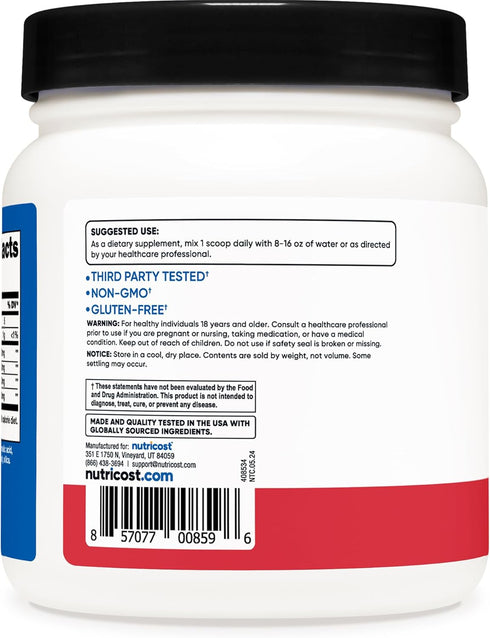 Nutricost BCAA Powder (Strawberry Kiwi) 60 Servings, Optimal 2:1:1 Ratio