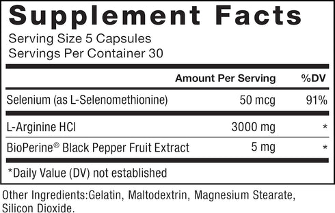 Force Factor L-Arginine Nitric Oxide Supplement with BioPerine 3000mg 150 Count (Pack of 2)