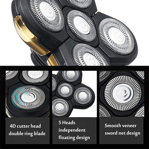 Shaver Blade Heads for 5 Heads Razor - Electric Replacement Blades for Beard Cutter, Easy Install (Gold)