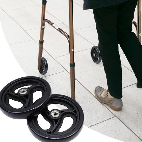 MY MIRONEY 2PCS Black Wheel Replacement Glide Caps for Wheelchairs, Walkers, PVC Front Wheels with Mounting Screws