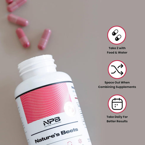 Nature's Pure Blend Organic Beets Capsule, Support Blood Flow, Blood Pressure & Heart Health, Energy Booster