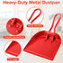 4 Pack Heavy Duty Metal Dust Pans 12 Inch, Large Handheld Dustpans for Household & Commercial Cleaning (Red)