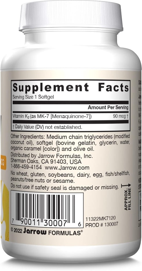 MK-7 90 K2-120 K2 MK-7 Jarrow Formulas mcg - Bioactive Form of Vitamin Servings (Softgels) - for Bone & Cardiovascular