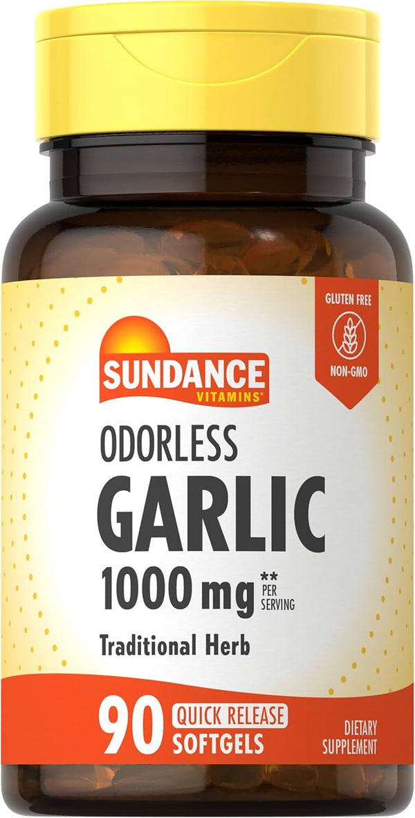 Odorless Garlic Softgels - 1000 mg - 90 Count - Non-GMO and Gluten Free by Sundance