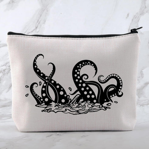 Octopus Lover Gift - Tentacle Makeup Bag, Marine Organism Gift for Squid Lovers, Ocean Kraken Mythical Gift