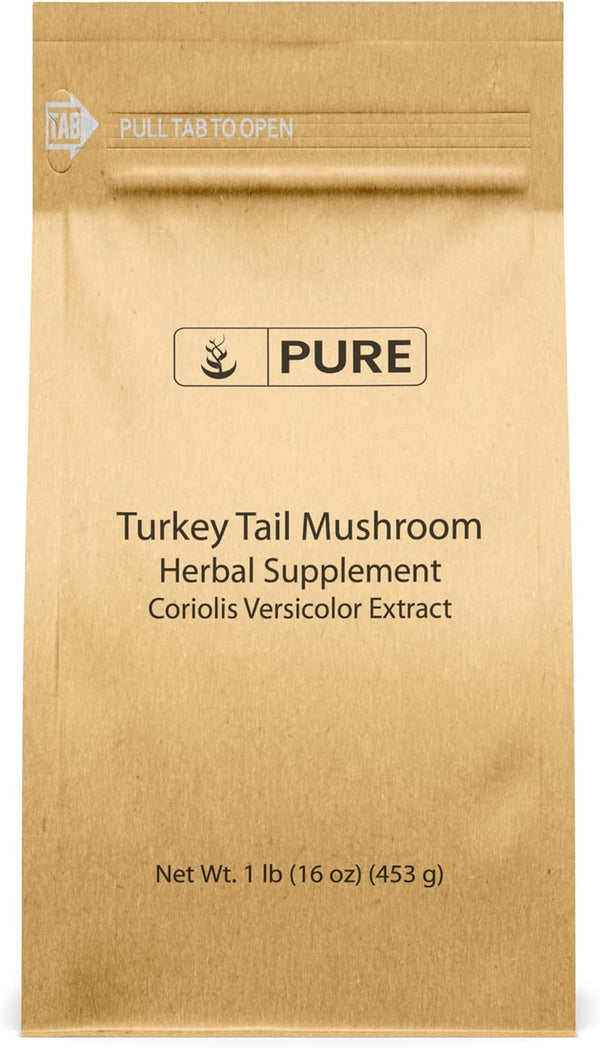 PURE ORIGINAL INGREDIENTS Turkey Tail Mushroom Powder (1lb) Trametes Versicolor, Coriolus Versicolor, Non-GMO