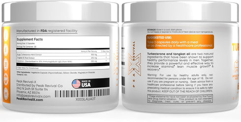 Turkesterone & Tongkat Ali 1000mg Supplement - 500mg Ajuga Turkestanica Per Serving for Increased Stamina, Lean Muscle