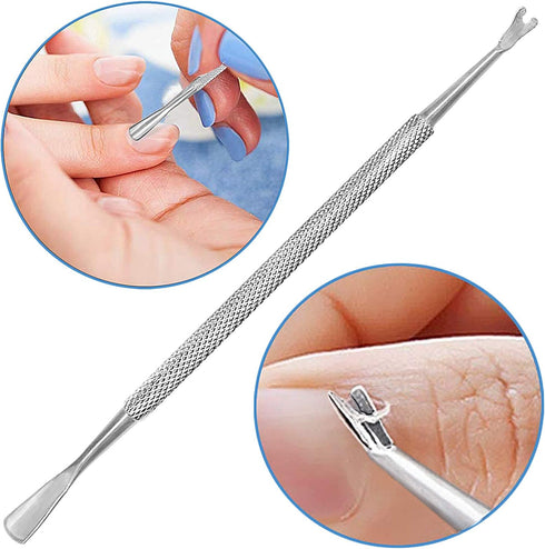 Nail Care Tool Set - Cuticle Pusher and Cutter, Stainless Steel Manicure, Gel Polish Remover, Pedicure Kit