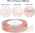 Handmade Sheer Organza Ribbon 50 Yds x 0.78" Rose Gold, joycraft Mesh Fabric Ribbon for Gift Wrapping, DIY Craft & Xmas