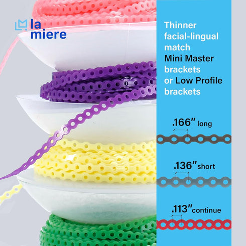 10 Rolls Orthodontic Braces Rubber Chains, 15'' Spools with Mix Colors, Closed, Short, Long Filaments