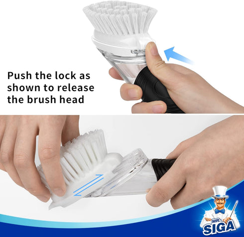 MR.SIGA Soap Dispensing Dish Brush Storage Set - Kitchen Brush with Holder for Pot, Pan, Sink Cleaning