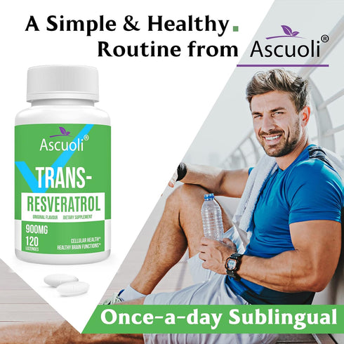 Sublingual Trans-Resveratrol Purity 99%, 3-in-1 Advanced Formula Resveratrol Supplement for Boost NAD+, Immune & Energy
