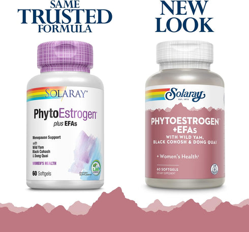 Solaray PhytoEstrogen Plus EFAs Menopause Support | 60ct, 30 Serv. with Wild Yam, Black Cohosh