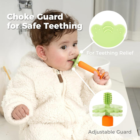 Papablic Baby Toothbrush Teether & Tongue Cleaner for Infants
