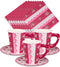Royal Bluebonnet Paper Tea Cups and Saucer Sets - 24 Disposable Tea Party Decorations for Valentine's Day, Pink Floral