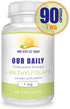 Our Daily Vites L-Methylfolate 1mg, Maximum Strength Active Folate, 90 Count Vegetarian Capsules (Pack of 2)