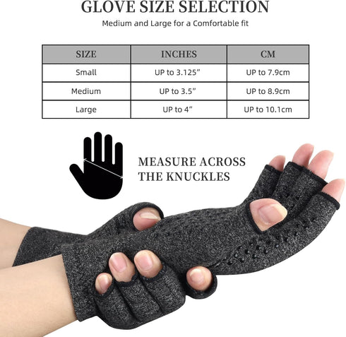 2 Pairs Arthritis Compression Gloves, Provide Support Warmth for Carpal Tunnel, Fingerless Compression Gloves