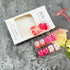 Short Square Press on Nails - Pink Fake Nails with French Tips, Rainbow Colorful Flower Heart Lattice Pattern, Summer
