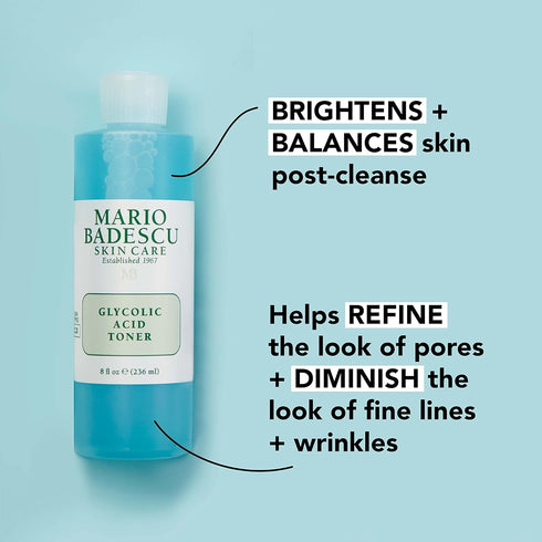 Mario Badescu Glycolic Acid Toner, Alcohol-Free Facial Toner for Dry and Combination Skin, 8 Fl Oz
