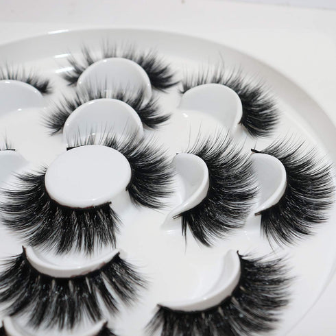 Veleasha Lashes 5D Faux Mink Lashes, Fluffy False Eyelashes, 7 Pairs Luxurious Handmade Fake Eyelashes Pack