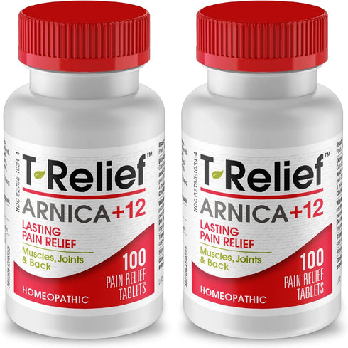 T-Relief Arnica +12 Natural Actives for Back Pain, Joint Soreness, Muscle Aches & Stiffness, 100 Tablets (2 Pack)
